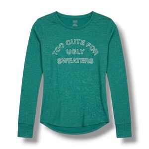 PINK by Victoria's Secret Women's green soft long sleeves Loungewear sleep top